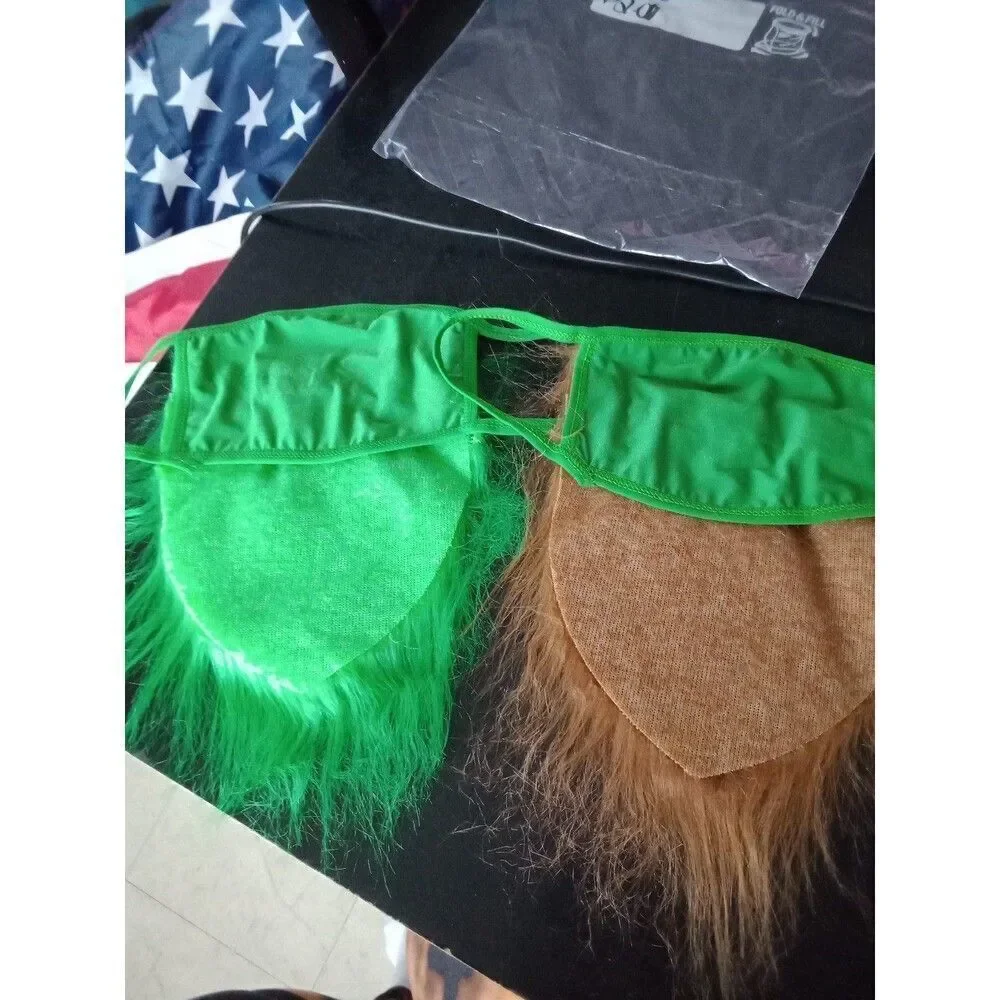 2 Faux Beard Mask St Patrick's Day Leprechaun Costume New